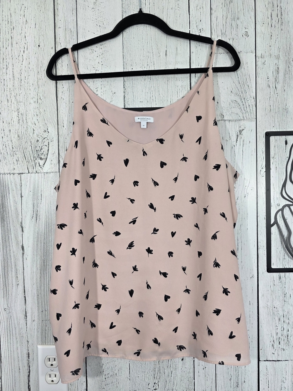 Reitmans R Essentials Blush Pink Heart Print Layered Tank Size 2X Casual Office